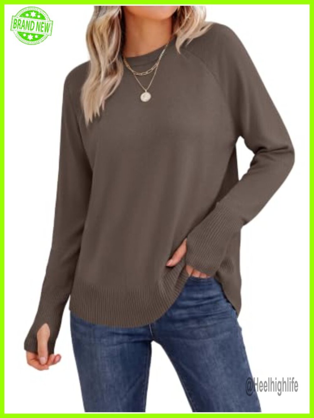 Womens Long Sleeve Lightweight Sweater Loose Pullover Crewneck Casual Knit Top